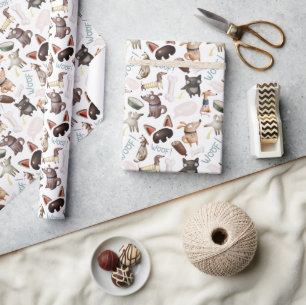 Papier Cadeau Impression de motif pour amateur de chien amusant 