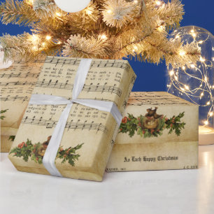 Papier Cadeau Impression de script de chant de Noël vintage 'As 