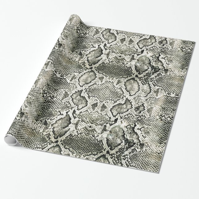 Papier Cadeau Impression de serpent blanc (Déroulé)
