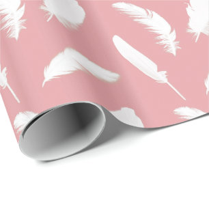Papier Cadeau Impression en plumes blanches sur coque rose