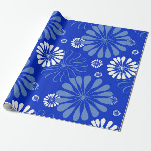 Papier Cadeau Impression florale moderne bleu électrique