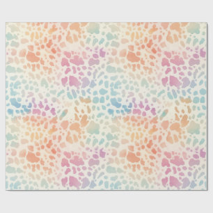 Papier Cadeau Impression léopard arc-en-ciel pastel à l'aquarell