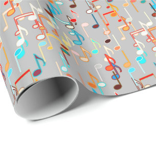 Papier Cadeau Impression musicale - Gris moyen, Multi