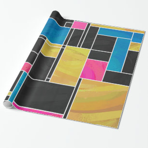 Papier Cadeau Impression noir rose bleu monochrome