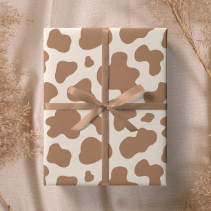 Papier Cadeau Impression vache neutre Western Cowboy Beige Marro