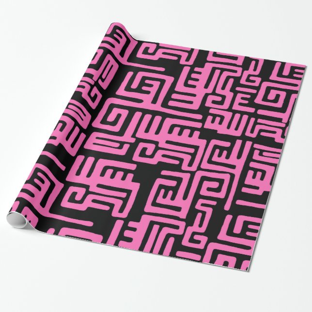 Papier Cadeau Impression violet et noire africaine  (Déroulé)
