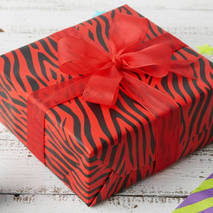 Papier Cadeau Impression Zèbre Petit Rouge Fluorescent