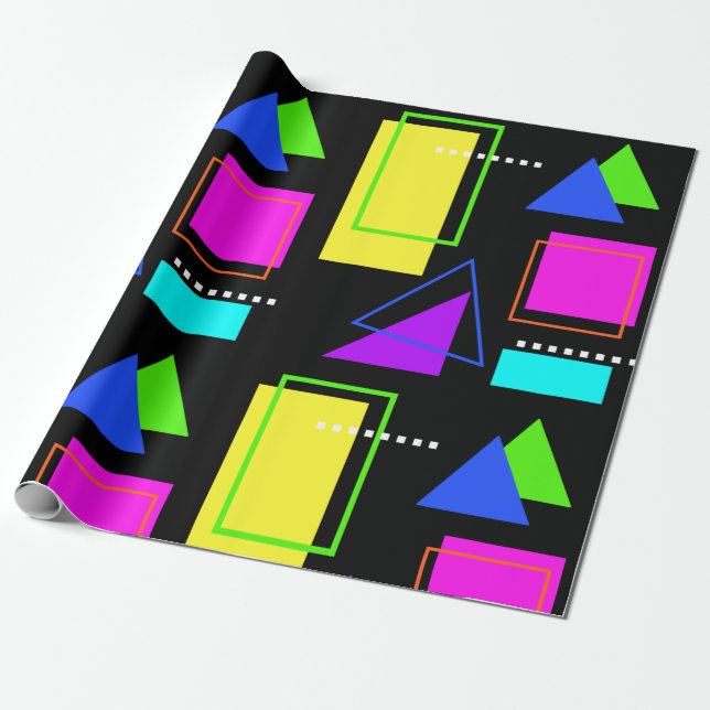 PAPIER CADEAU IMPRIMANTE EN FORME GÉOMÉTRIQUE DE COULEUR NEON FL (Déroulé)