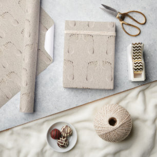Papier Cadeau Imprimantes Pieds Nus Dans Le Sable De Plage