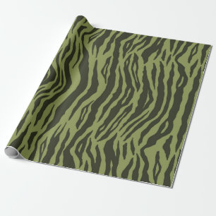 Papier Cadeau Imprimé animalier rayures de tigre glamour vert mo
