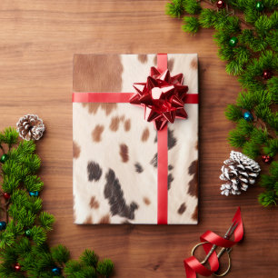 Papier Cadeau Imprimé faux vache marron noir crème