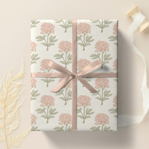 Papier Cadeau Imprimé floral de pivoine bloc vintage cottage ros