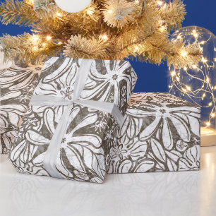 Papier Cadeau Imprimé hawaïen Naupaka ilima fleurs de tiare