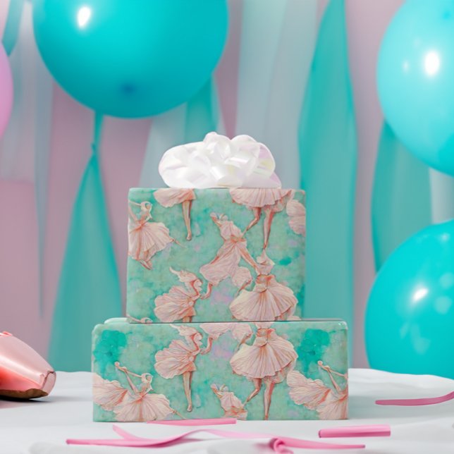 Papier Cadeau Imprimé miniature de danseuse aux pastels bleus et (Créateur téléchargé)