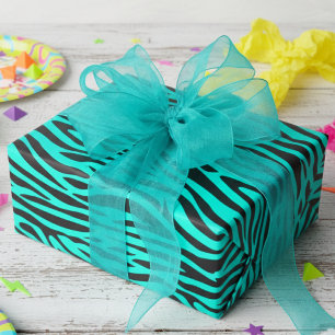 Papier Cadeau Imprimé Zèbre Petit Bleu Fluorescent
