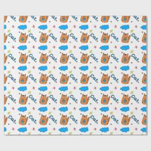 Papier Cadeau Imprimer avec un mignon chat de style dessin animé
