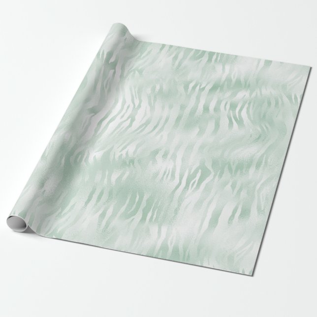 Papier Cadeau Imprimer Zebra Mint Glam (Déroulé)