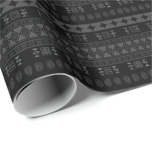 Papier Cadeau Imprimerie culturelle en gris noir et charbon de b