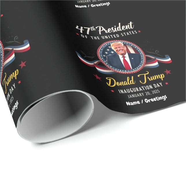 Papier Cadeau Inauguration de Trump le 20 janvier 2025 (Coin rond)