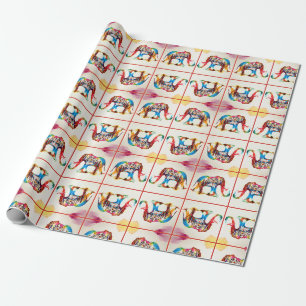 Papier Cadeau Inde Elephant Vintage voyage Love Aquarelle