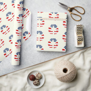 Papier Cadeau Indicateur USA - Symbole rouge blanc & bleu Recycl