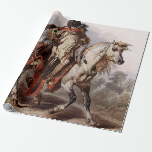 Papier Cadeau Indien Blackfoot sur le cheval Arabe étant chass