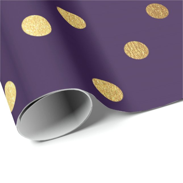 Papier Cadeau Indigo Purple Plum Golden Petits Pois (Coin rond)