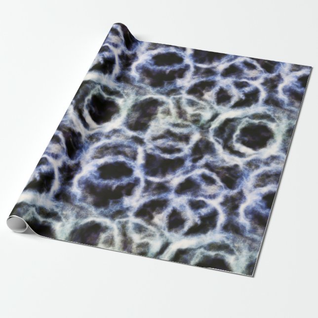 Papier Cadeau indigo shibori recyclé : (Déroulé)