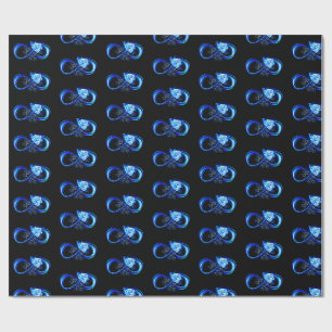 Papier Cadeau Infini lumineux avec rose bleue