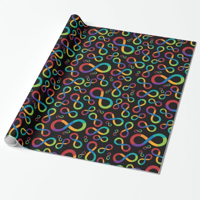 Papier Cadeau Infini Neurodiversity d'arc-en-ciel d'autisme (Déroulé)