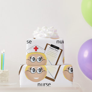 Papier Cadeau Infirmière avec bloc-notes médical et thermomètre
