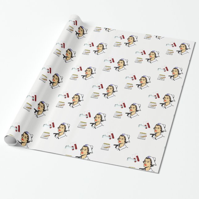Papier Cadeau Infirmière en papier d'emballage (Déroulé)
