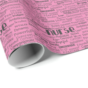 Papier Cadeau Infirmière puissante Adjectifs rose