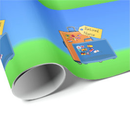 Papier Cadeau Infirmière retraitée, emballée et prête à partir