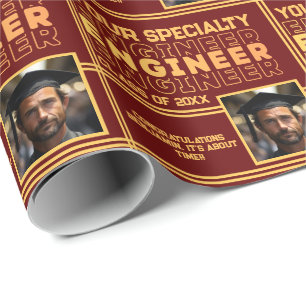 Papier Cadeau Ingénierie personnalisée Nom Année d'obtention du 