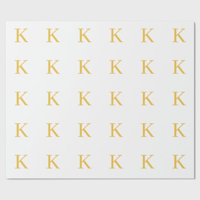 Papier Cadeau Initiale de monogramme dorée personnalisée couleur (Couture)