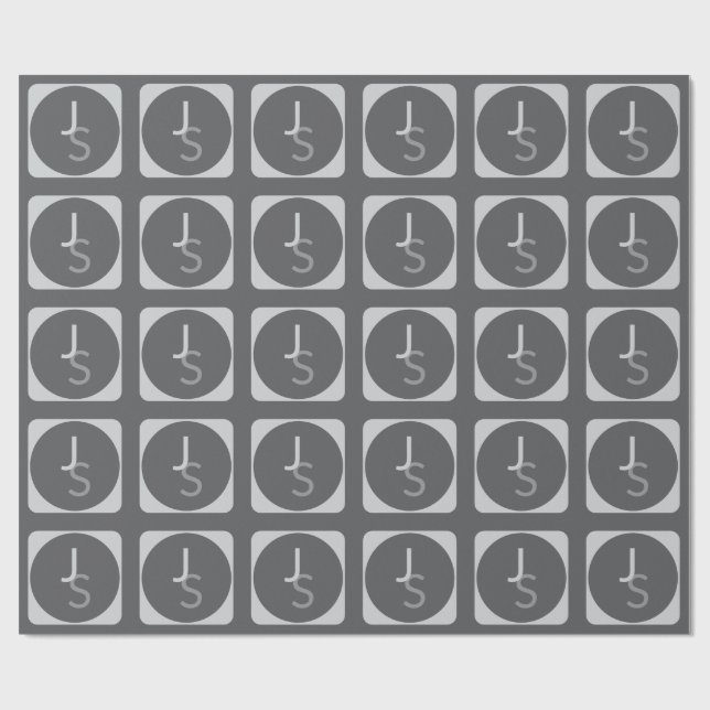 Papier Cadeau Initiales chevauchantes modernes monogrammées | Gr (Plat)