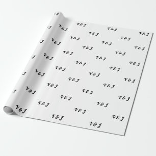Papier Cadeau Initiales du couple sur mariage noir et blanc