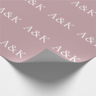 Papier Cadeau Initiales personnalisées sur mariage rose poussiér