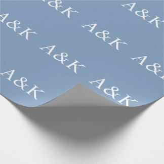 Papier Cadeau Initiales personnalisées sur un mariage Bleu Ardoi