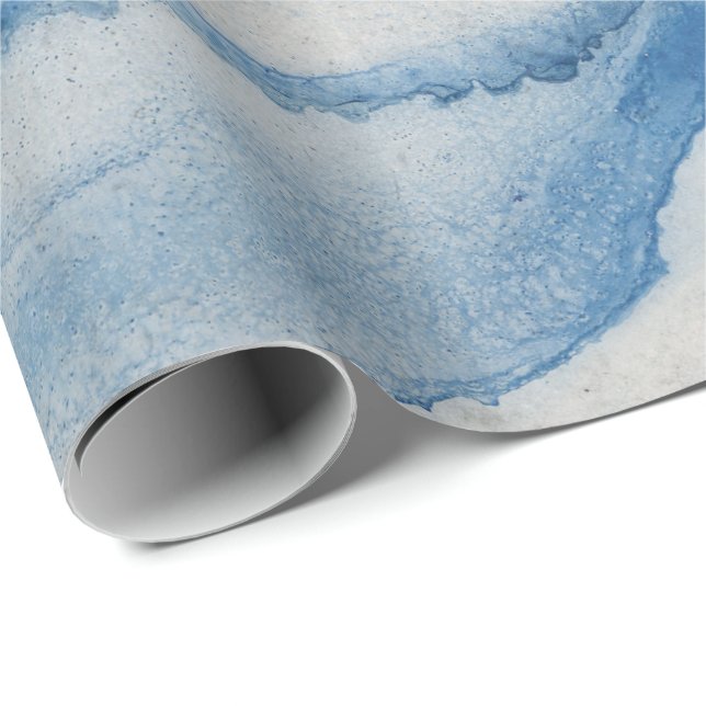 Papier Cadeau Ink indigo bleu aquarelle aquarelle peint kraft (Coin rond)