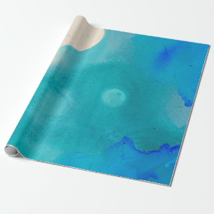 Papier Cadeau Ink indigo bleu aquarelle couleur d'eau kraft océa