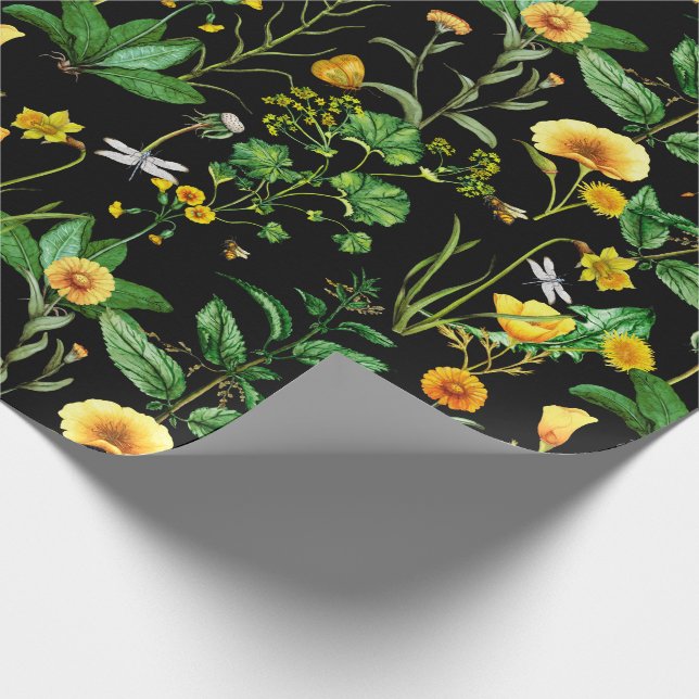 Papier Cadeau Insectes sur Plantes d'herbes (Coin)