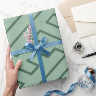 Papier Cadeau Inspiration grecque motif géométrique lignes verte