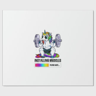 Papier Cadeau Installation de Muscles Licorne Arc-en-ciel Gym Wo