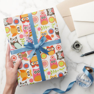 Papier Cadeau Invitation d'anniversaire de chouette mignonne Hoo