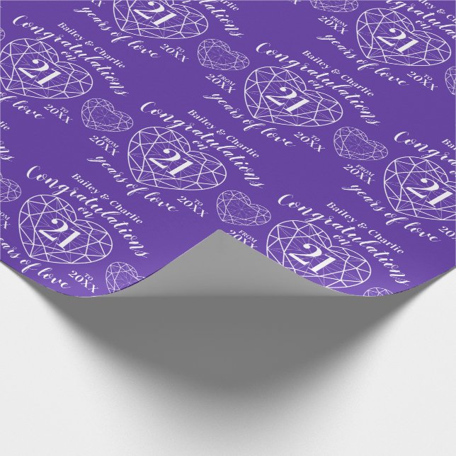 Papier Cadeau Iolite mariage anniversaire 21 ans d'amour violet (Coin)