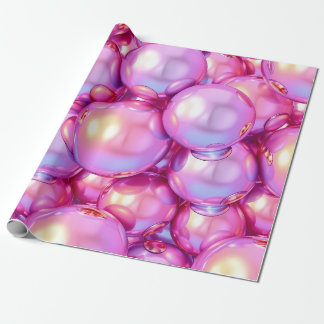 Papier Cadeau Iridescent Pink 3D Glossy Bubble Pattern Wrapping 
