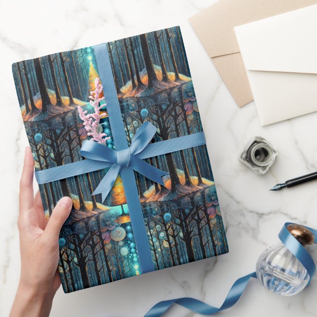 Papier Cadeau Iridescente Holiday Dream 🎄 brillant sapin de Noë (Cadeaux)