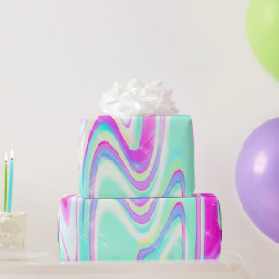 Papier Cadeau Iridescente Holographique Liquide Swirl